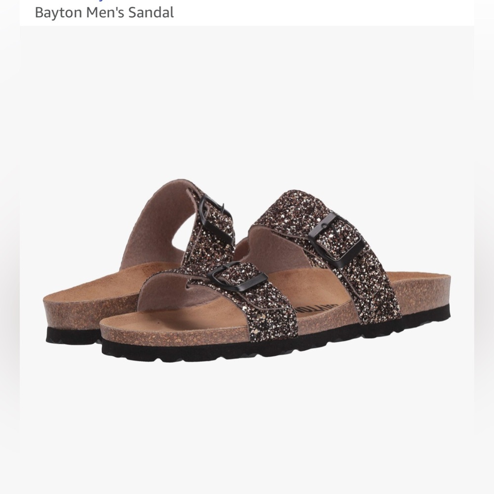 BAYTON Men's Glitter cooper Sandals - Black size 41/8us new